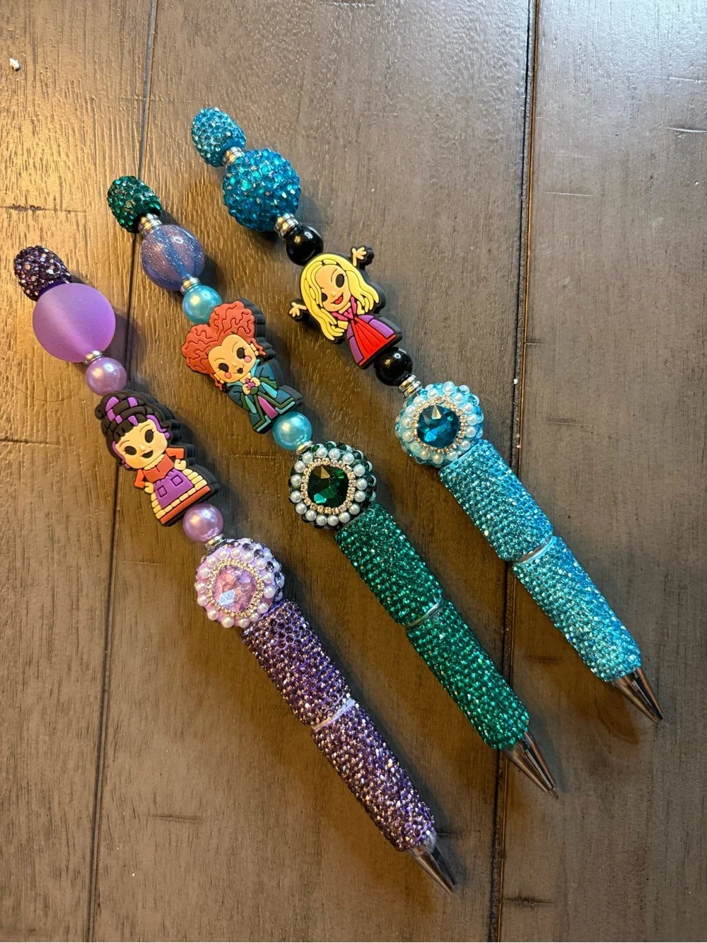 Sparkle Character Bead Pens - Purple, Teal, Blue